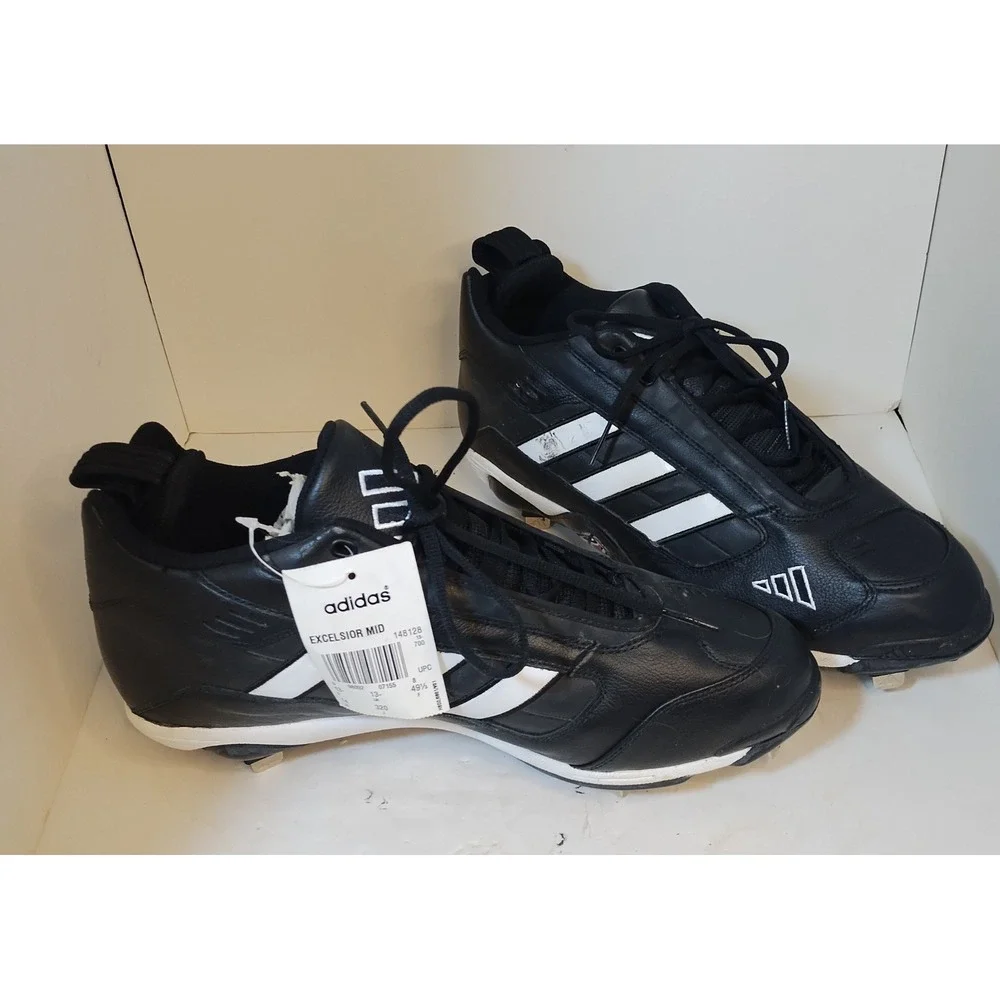 Adidas Excelsior Mid Baseball Cleats Black‎ White Metal Spikes Mens 14